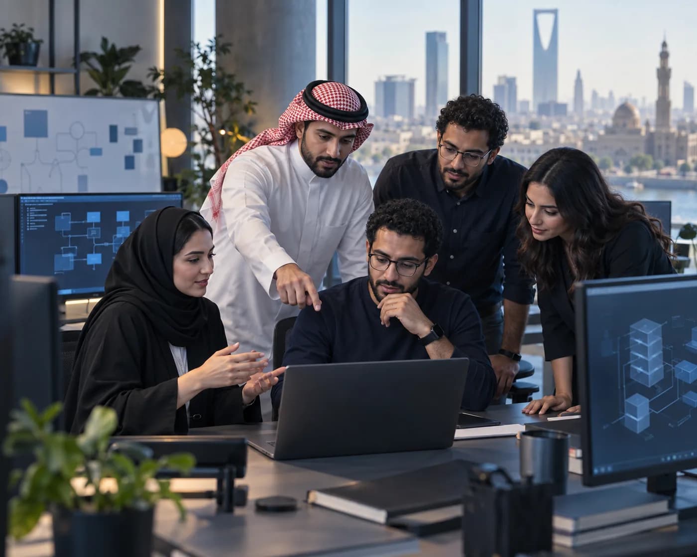 فريق إقليمي لهندسة البرمجيات يخطط لمنصة رقمية في مساحة عمل حديثة